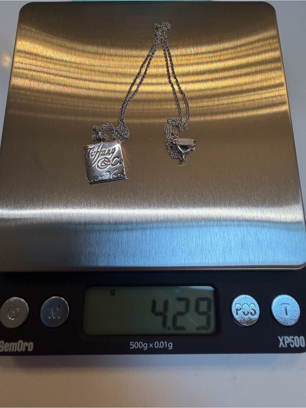 16” Tiffany & Co. Silver NY Notes Square Wavy Pendant Necklace in Pouch Rare - Picture 13 of 13